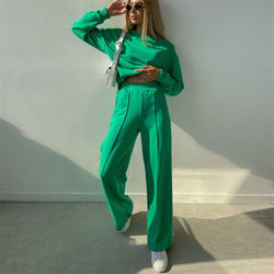 Anja | Damen Elegantes Zweiteiliges Lounge- und Hosen-Set