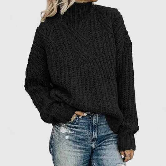 Greta | Damen Gemütlicher Lässiger Pullover mit Hohem Kragen
