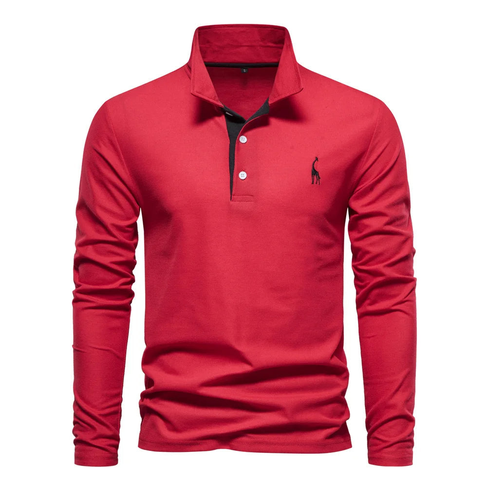 Yannick | Herren Langarm-Polo mit Knopfleiste