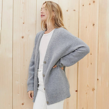 Sarah | Damen Klassischer Strick-Cardigan mit Knöpfen