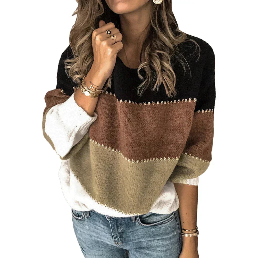 Monika | Damen Colorblock-Pullover für den Frühling