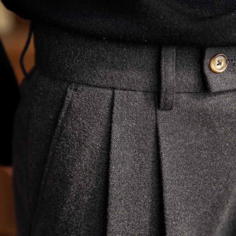 Stefan | Herren Hose mit Hoher Taille, Falten und Geradem Schnitt