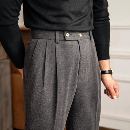 Stefan | Herren Hose mit Hoher Taille, Falten und Geradem Schnitt