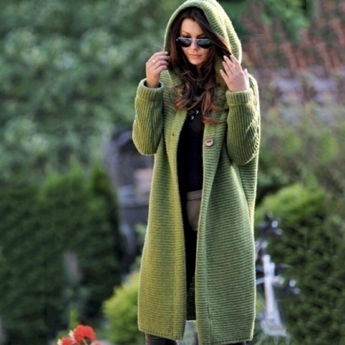 Yvonne | Damen Langer Outdoor-Look Mantel mit Kapuze