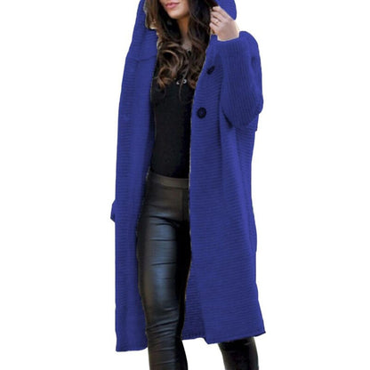 Yvonne | Damen Langer Outdoor-Look Mantel mit Kapuze