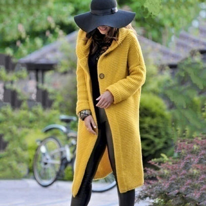 Yvonne | Damen Langer Outdoor-Look Mantel mit Kapuze