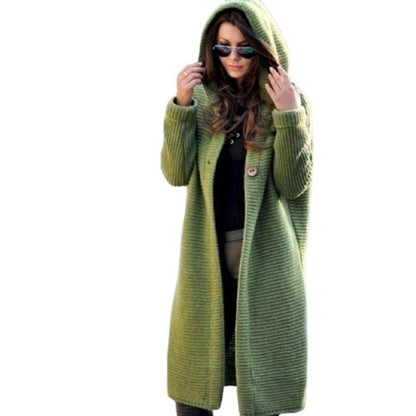 Yvonne | Damen Langer Outdoor-Look Mantel mit Kapuze