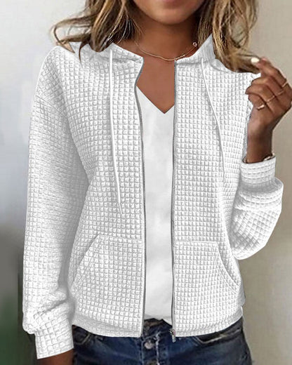 Felicia | Damen Herbst Hoodie Jacke mit Waffelstrick