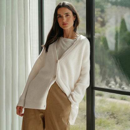Sarah | Damen Klassischer Strick-Cardigan mit Knöpfen