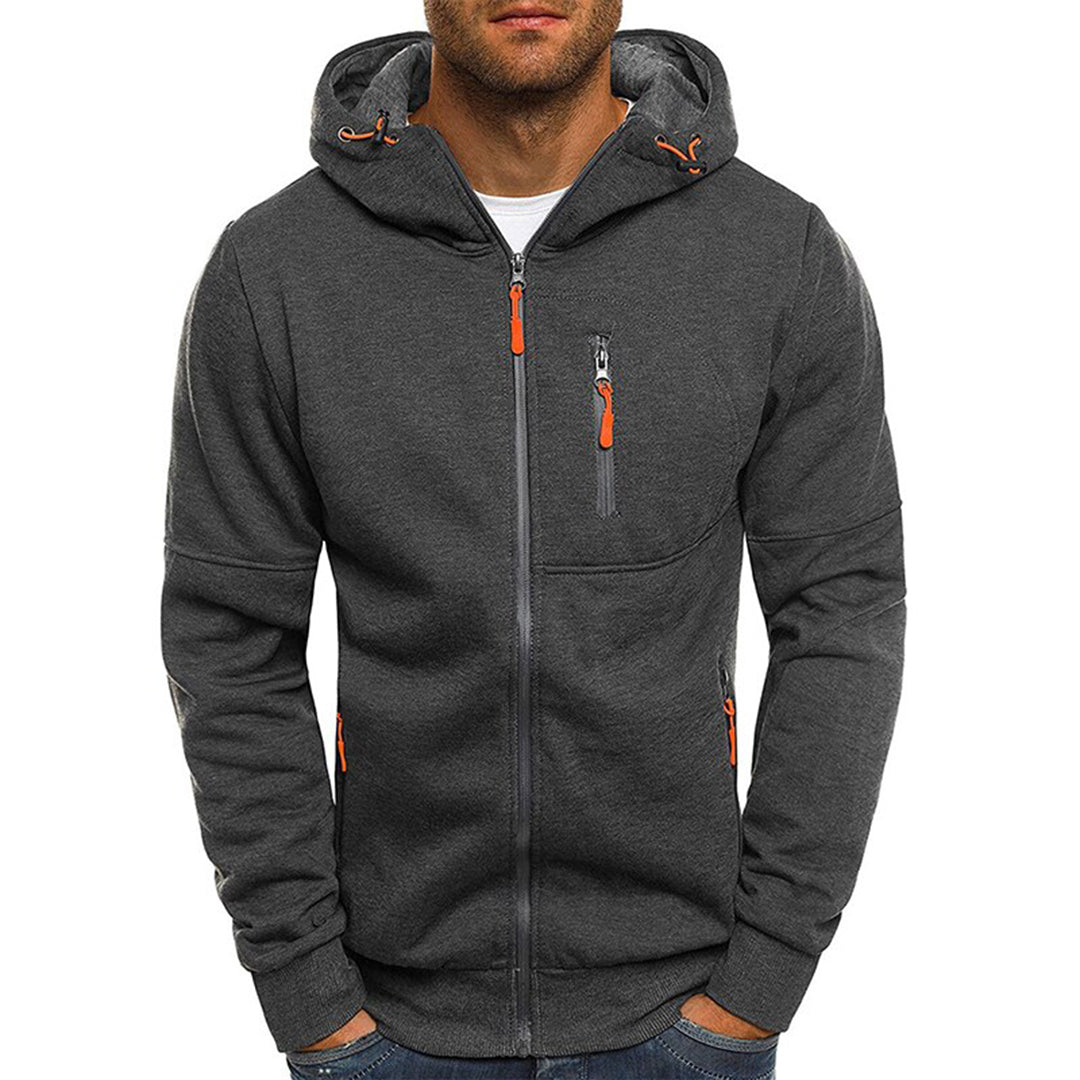 Thomas | Herren Lässige Kapuzenjacke mit Reißverschluss