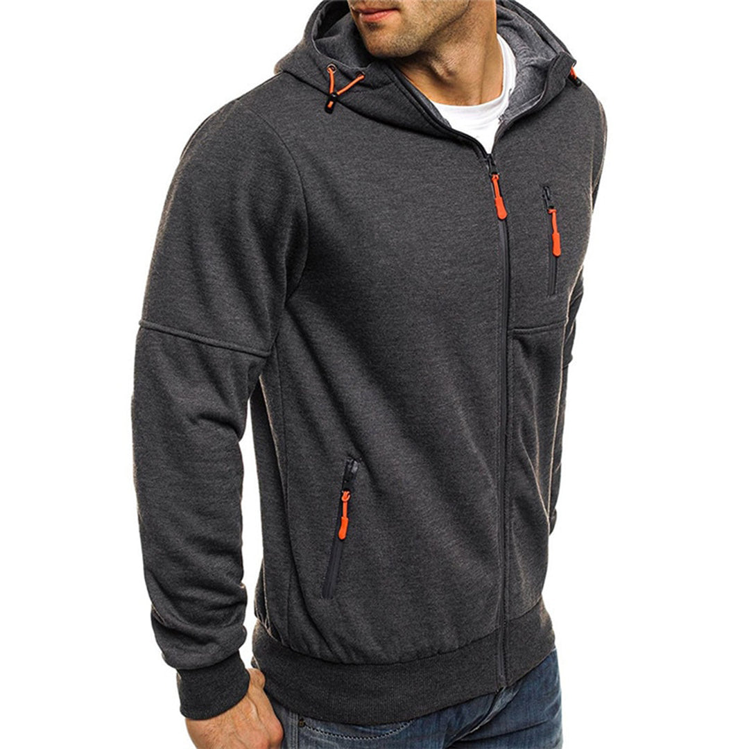 Thomas | Herren Lässige Kapuzenjacke mit Reißverschluss