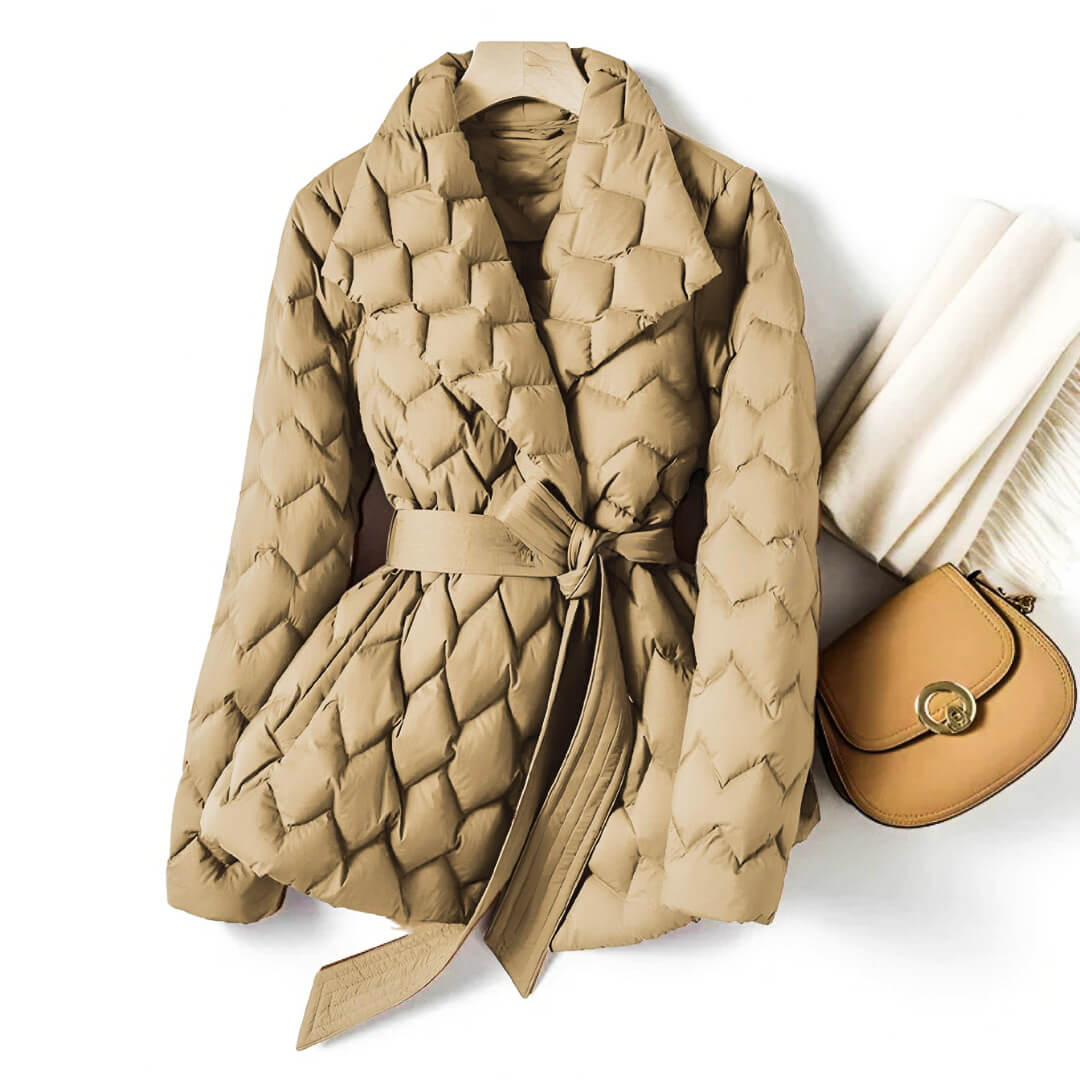 Lara | Damen Gesteppter Gürtel Herbst Puffer Mantel