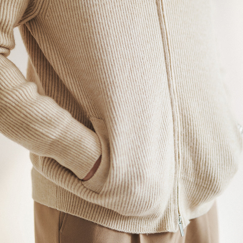 Erik | Herren Frühlings Voller Reißverschluss Rippstrick Cardigan