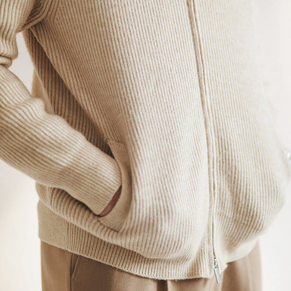 Erik | Herren Frühlings Voller Reißverschluss Rippstrick Cardigan