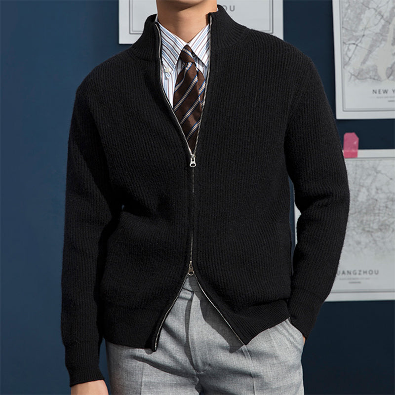 Erik | Herren Frühlings Voller Reißverschluss Rippstrick Cardigan