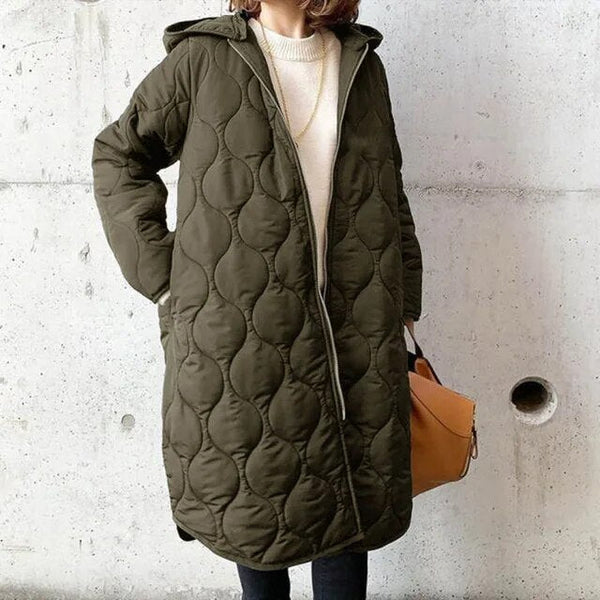 Gabriela | Damen Herbst Steppmantel mit Kapuze