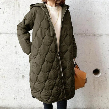Gabriela | Damen Herbst Steppmantel mit Kapuze