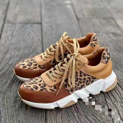 Gudrun | Stilvolle Damen-Frühlings-Sneaker mit Leopardenmuster und Schnürung