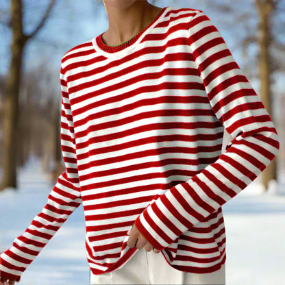 Natascha | Damen Frühlings Gestreiftes Langarmshirt