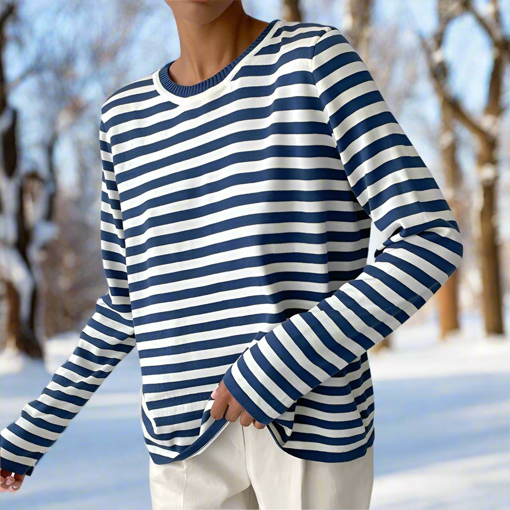 Natascha | Damen Frühlings Gestreiftes Langarmshirt