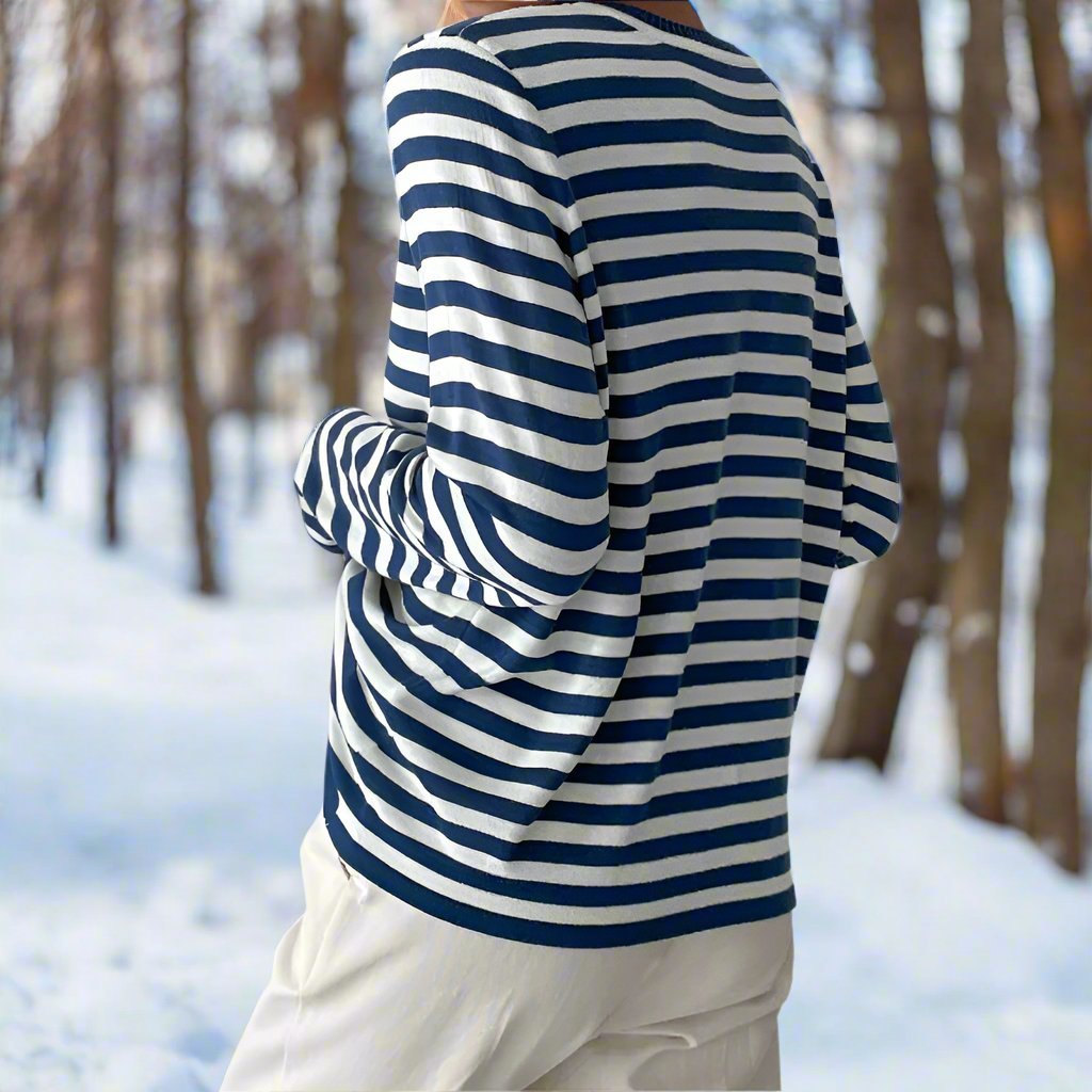 Natascha | Damen Frühlings Gestreiftes Langarmshirt