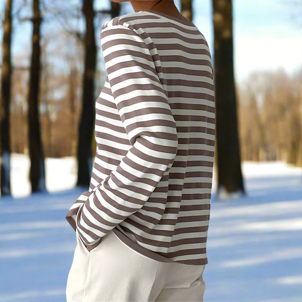 Natascha | Damen Frühlings Gestreiftes Langarmshirt