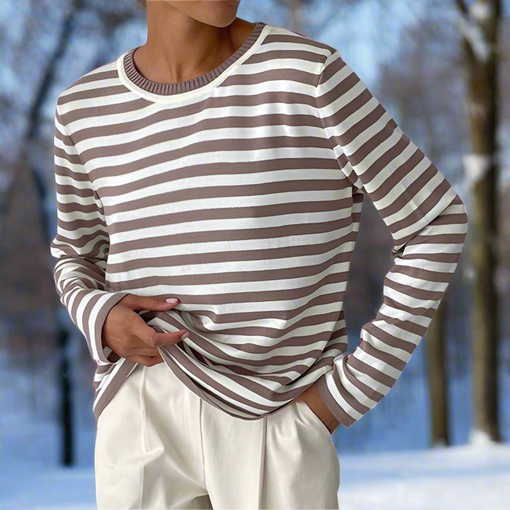 Natascha | Damen Frühlings Gestreiftes Langarmshirt