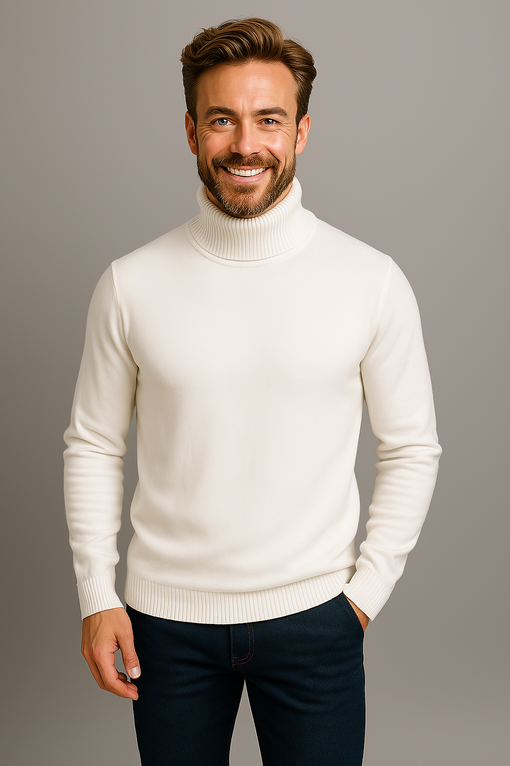 Jens | Herren Frühling Rollkragenpullover in Knallfarbe