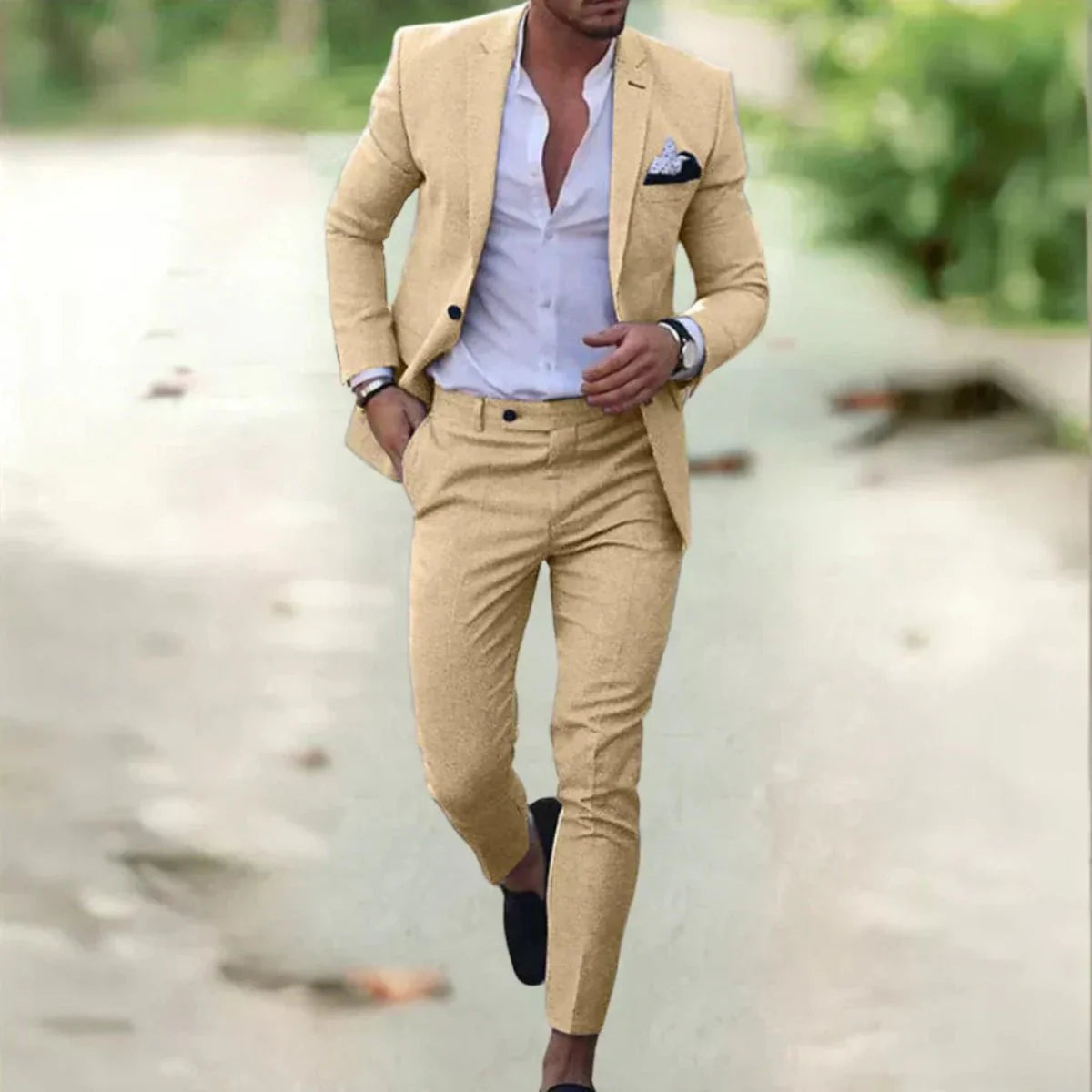 David | Herren Klassischer Slim-Fit Anzug