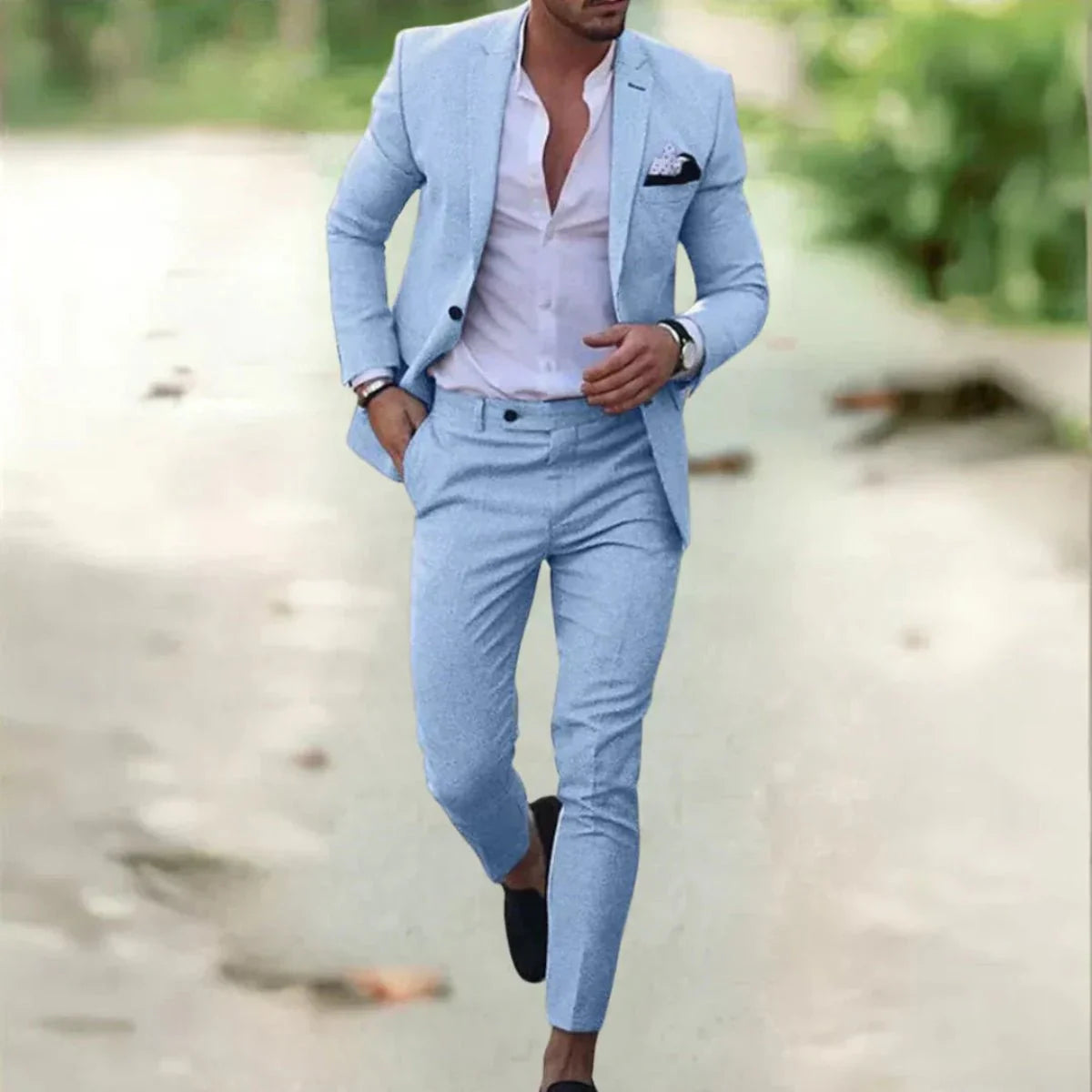 David | Herren Klassischer Slim-Fit Anzug