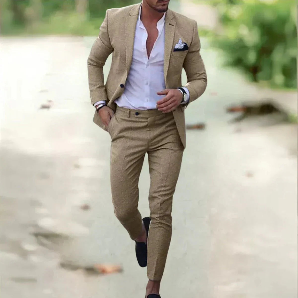 David | Herren Klassischer Slim-Fit Anzug