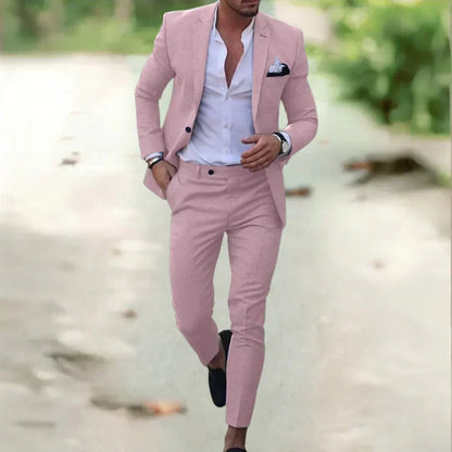 David | Herren Klassischer Slim-Fit Anzug