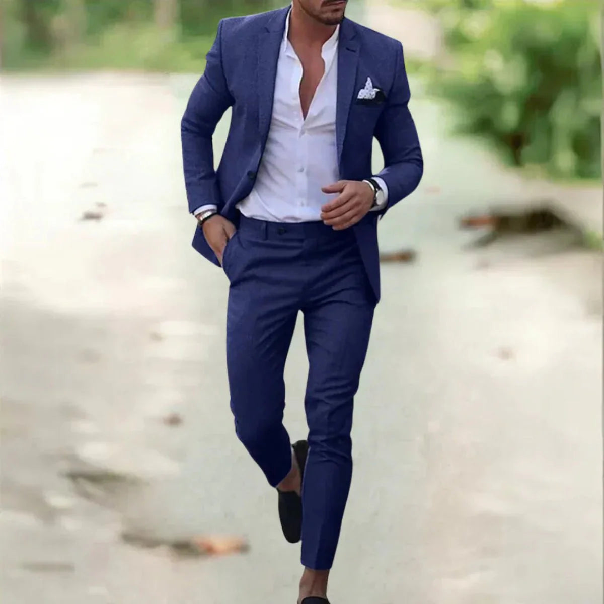 David | Herren Klassischer Slim-Fit Anzug