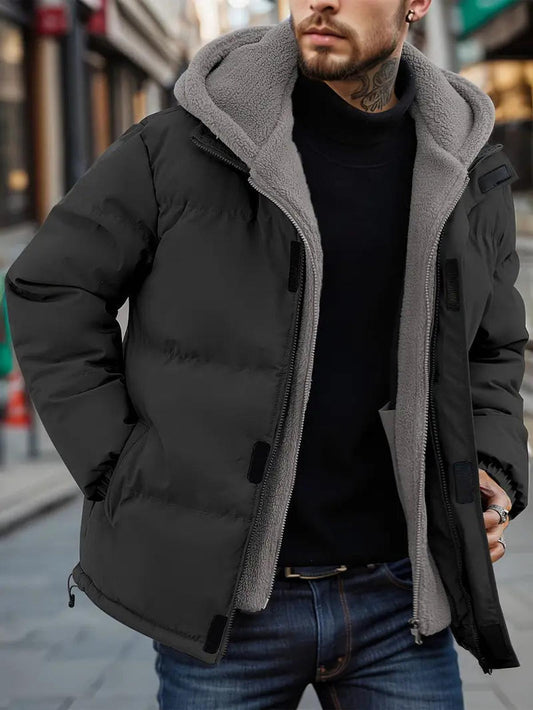 Lukas | Herren Warme Kapuzen-Steppjacke