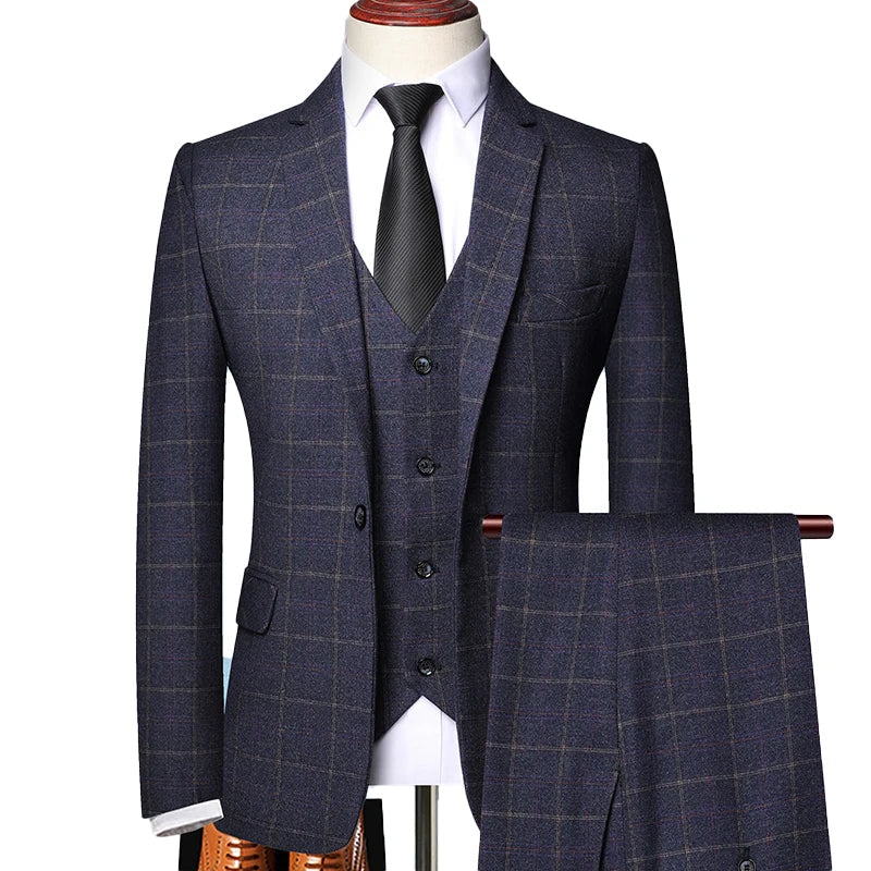 Simon | Herren Frühlingsanzug mit Windowpane-Karo