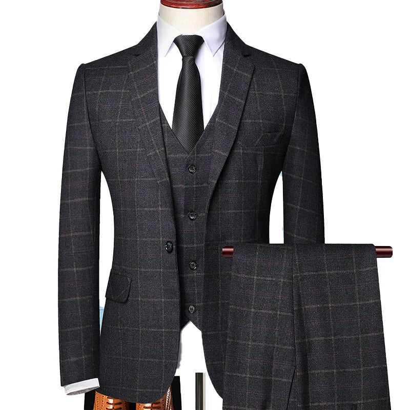 Simon | Herren Frühlingsanzug mit Windowpane-Karo
