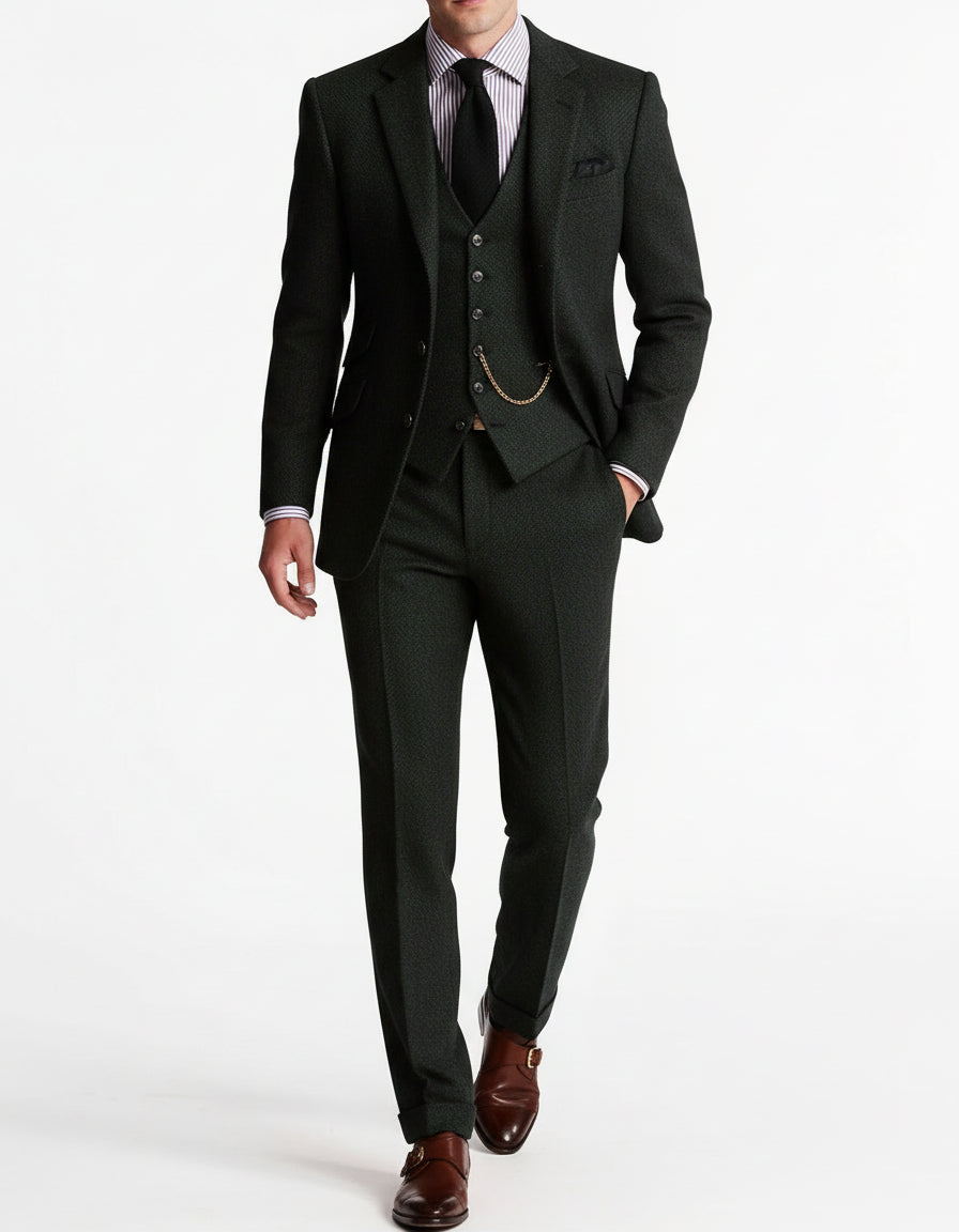 Heinrich | Herren Frühlings Dreiteiliges Tweed-Smoking-Anzug-Set