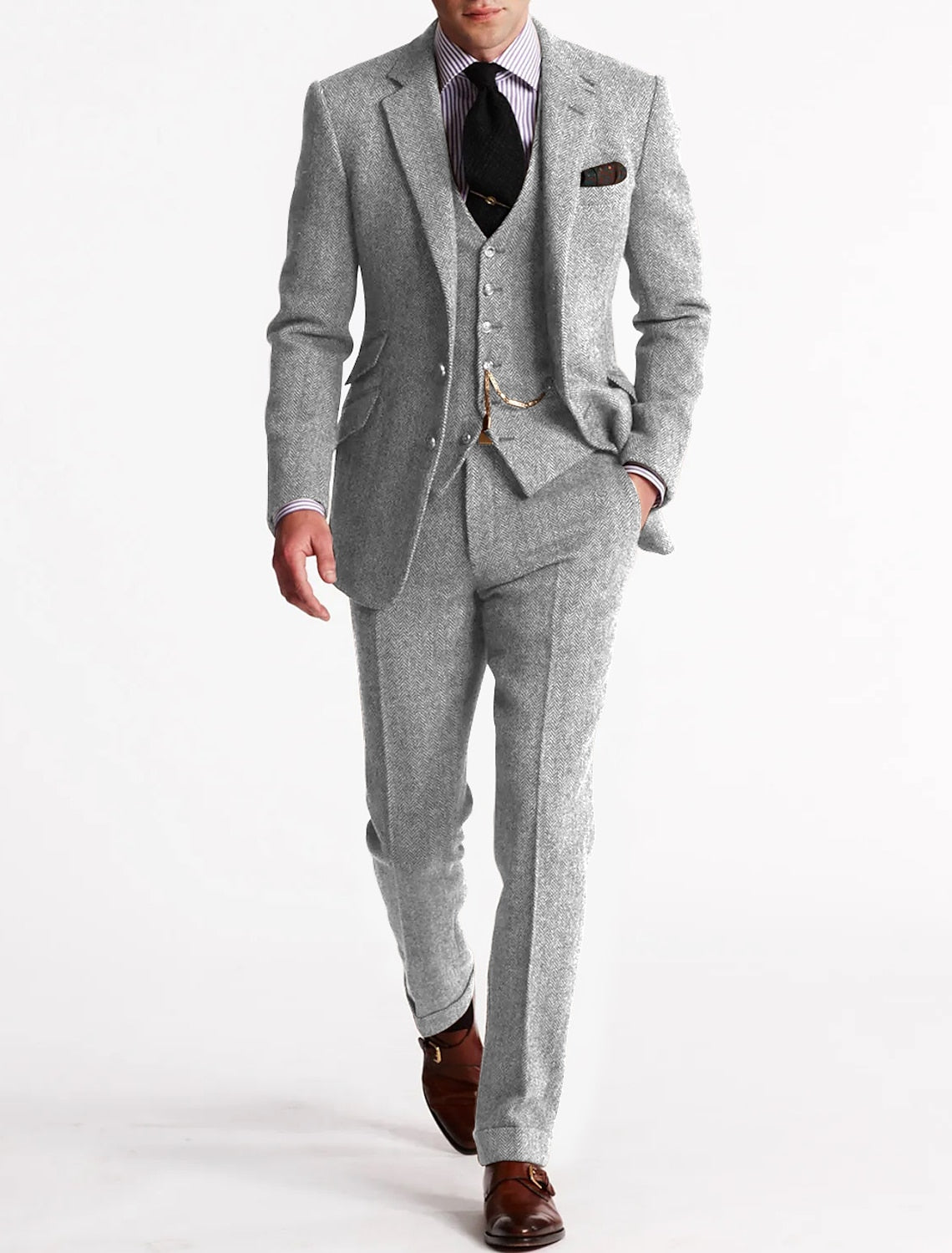 Heinrich | Herren Frühlings Dreiteiliges Tweed-Smoking-Anzug-Set