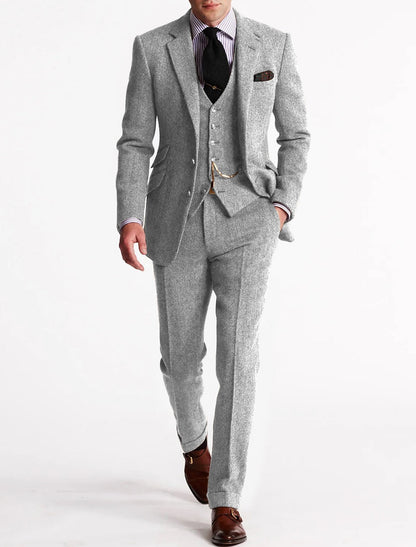 Heinrich | Herren Frühlings Dreiteiliges Tweed-Smoking-Anzug-Set