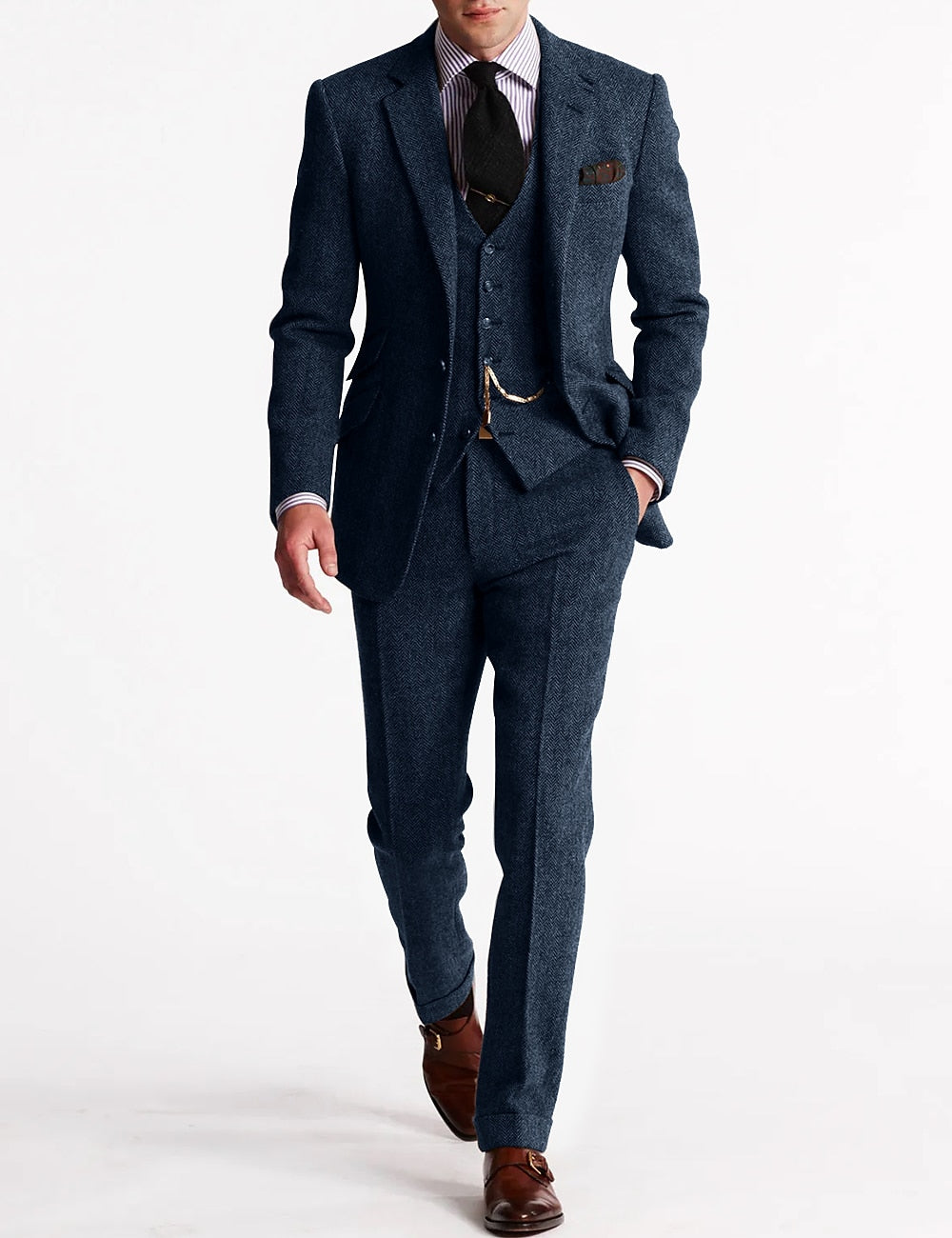 Heinrich | Herren Frühlings Dreiteiliges Tweed-Smoking-Anzug-Set