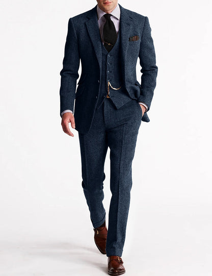 Heinrich | Herren Frühlings Dreiteiliges Tweed-Smoking-Anzug-Set