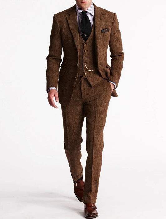 Heinrich | Herren Frühlings Dreiteiliges Tweed-Smoking-Anzug-Set
