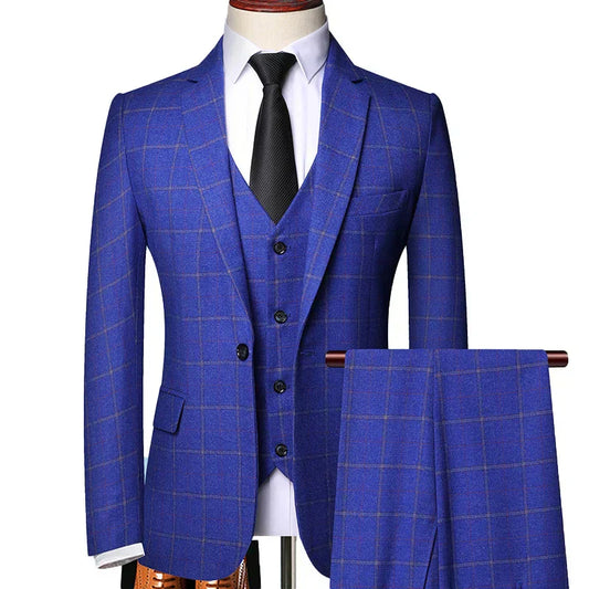 Simon | Herren Frühlingsanzug mit Windowpane-Karo