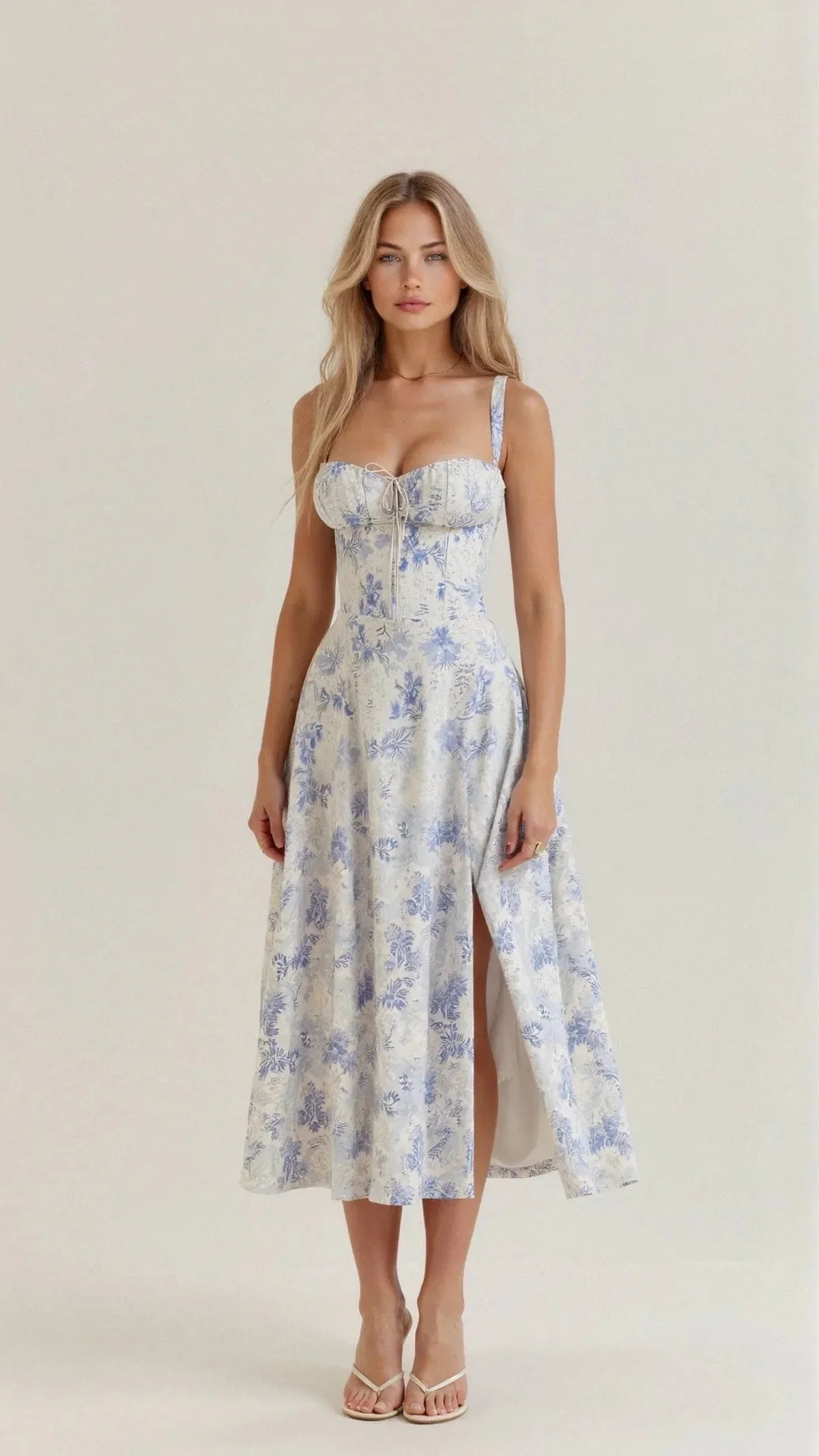 Lara | Damen zeitloses strukturiertes Midikleid