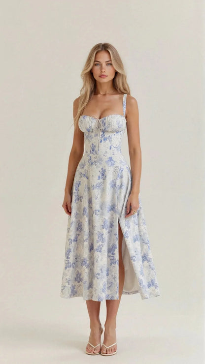 Lara | Damen zeitloses strukturiertes Midikleid