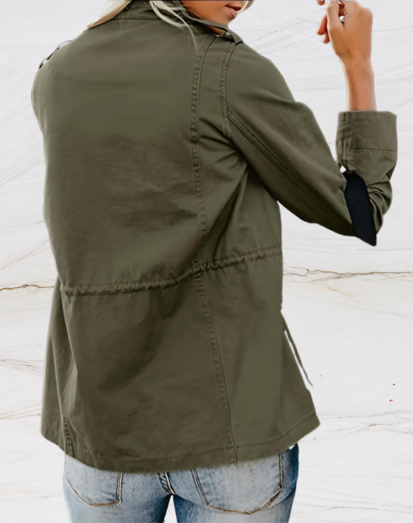 Sandra | Damen Lässige Utility-Jacke mit Reißverschluss