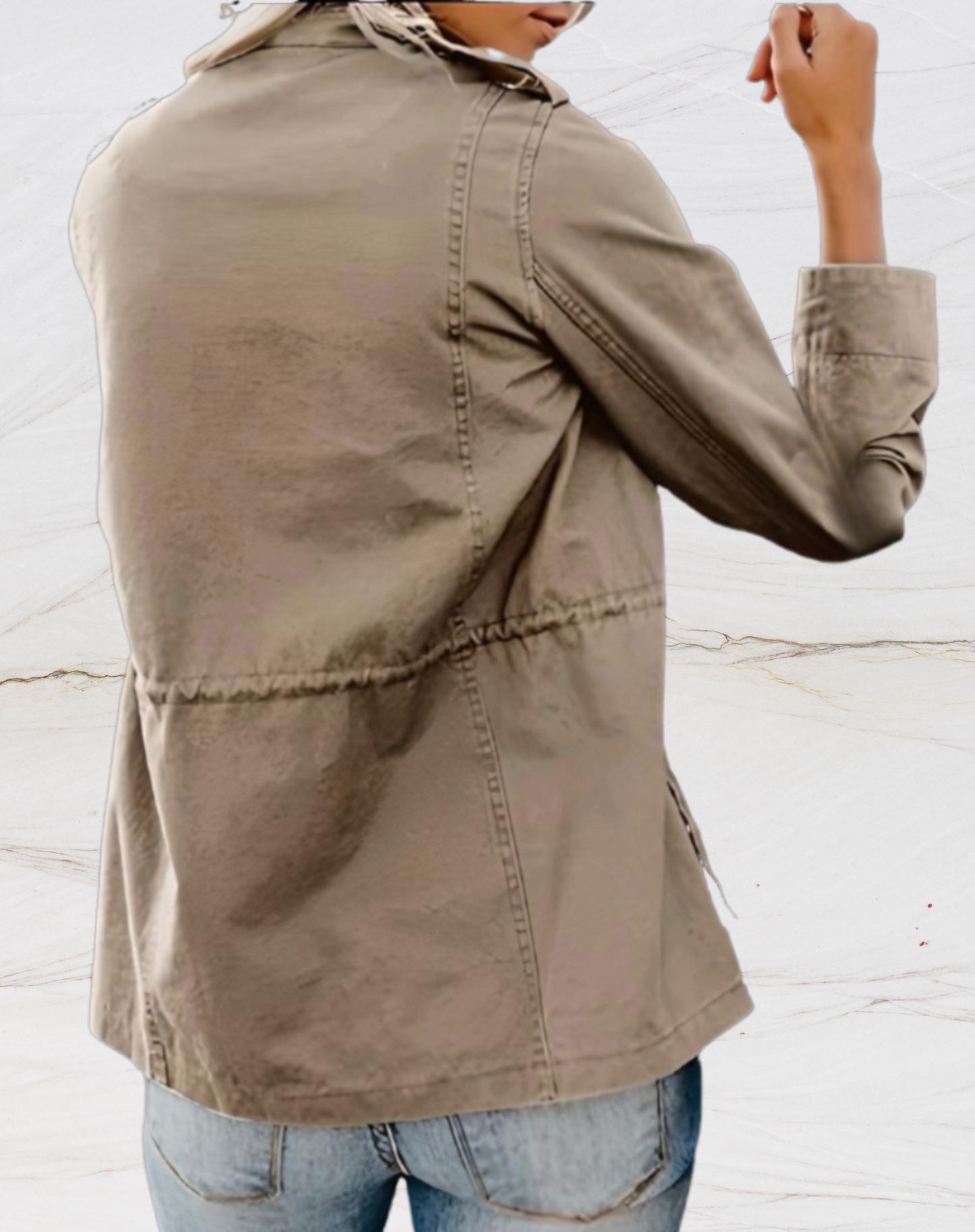 Sandra | Damen Lässige Utility-Jacke mit Reißverschluss