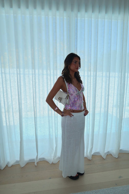 Melanie | Damen Frühlings Pailletten Party Cami Top
