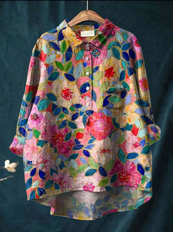 Natalie | Klassisches Blumenhemd im Chemise-Stil