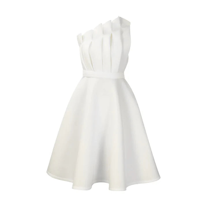 Gabriela | Damen Ärmelloses Plissiertes Fit-and-Flare Kleid